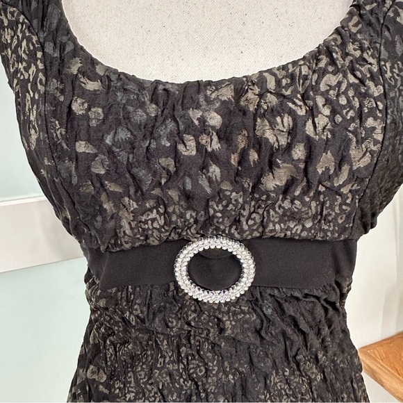 Vintage Babydoll Tank Y2K Black Tan Medium Dark Romantic Whimsigoth EUC Made USA - Picture 3 of 7